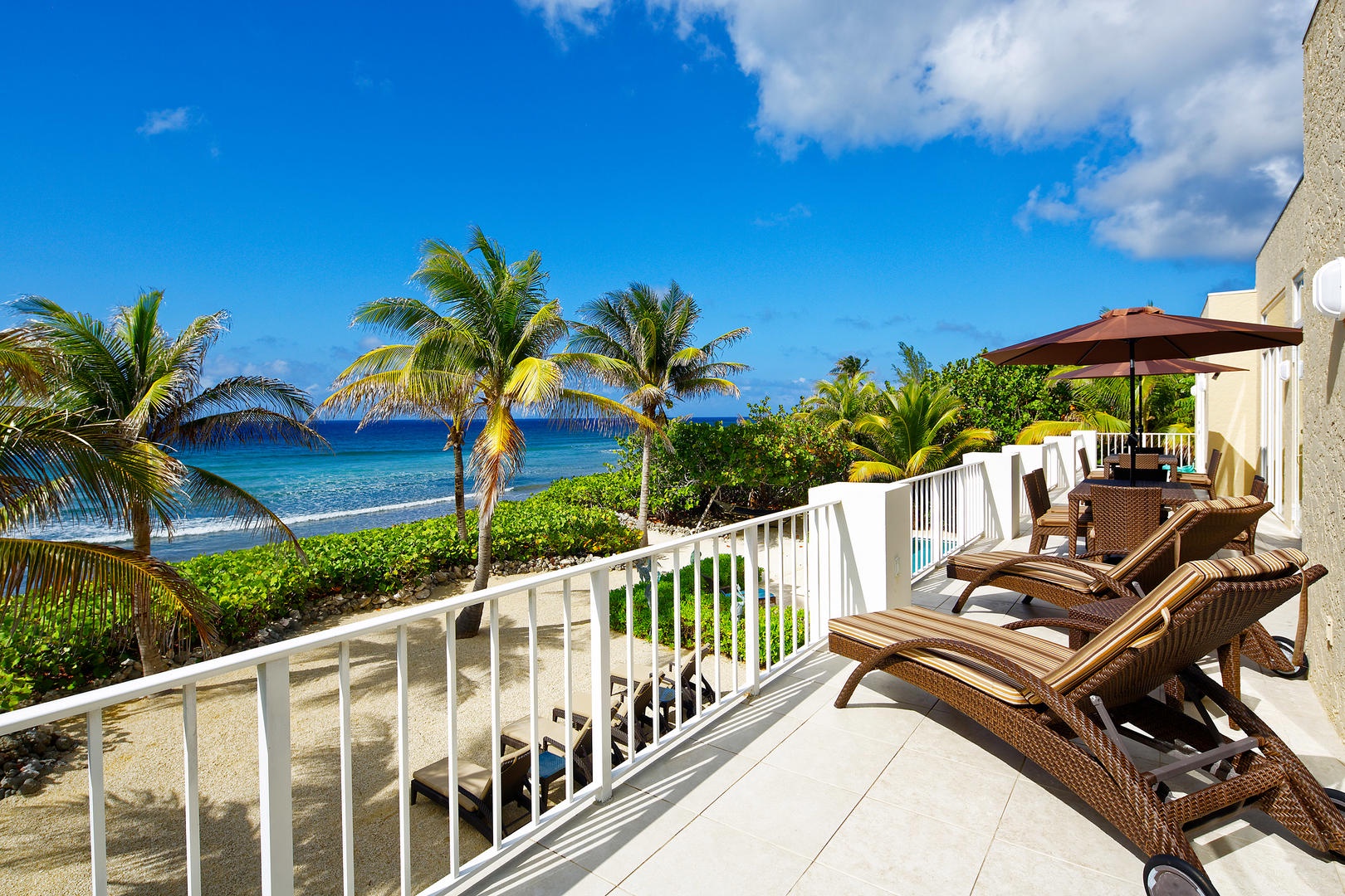 Stunning Caribbean Sea views from the long balcony.