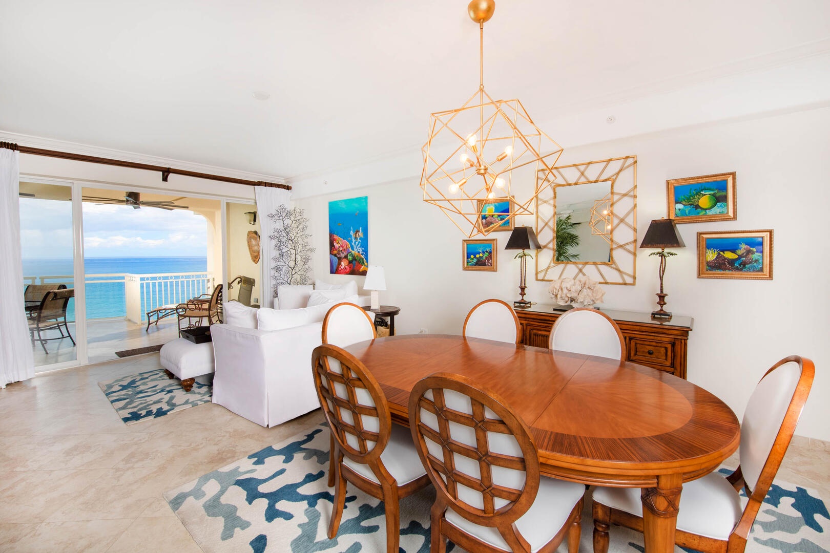 Formal dining area with seating for 6.