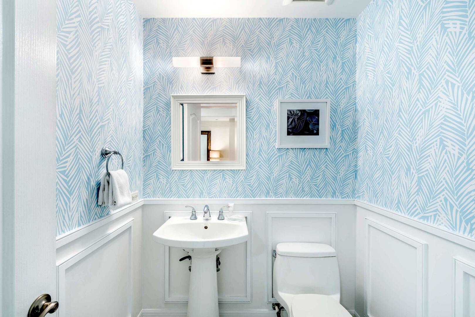 Powder room off the hallway.