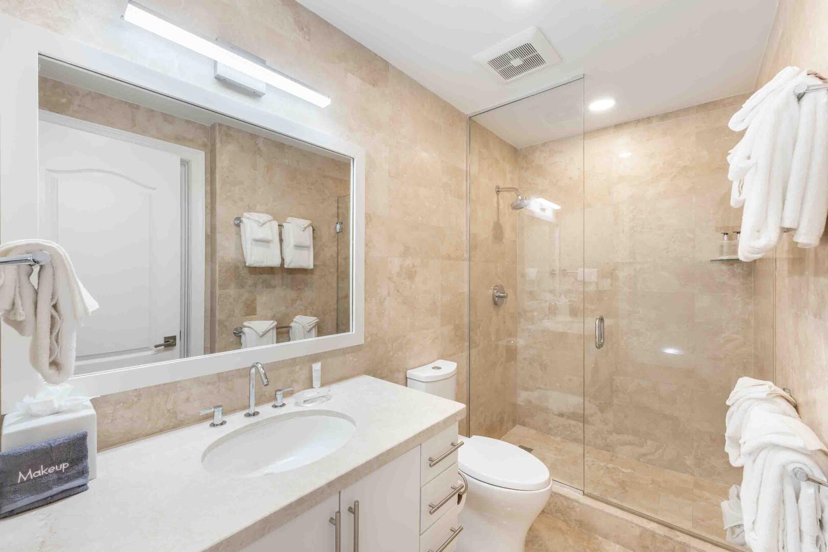 Guest Ensuite 1 with frameless shower.