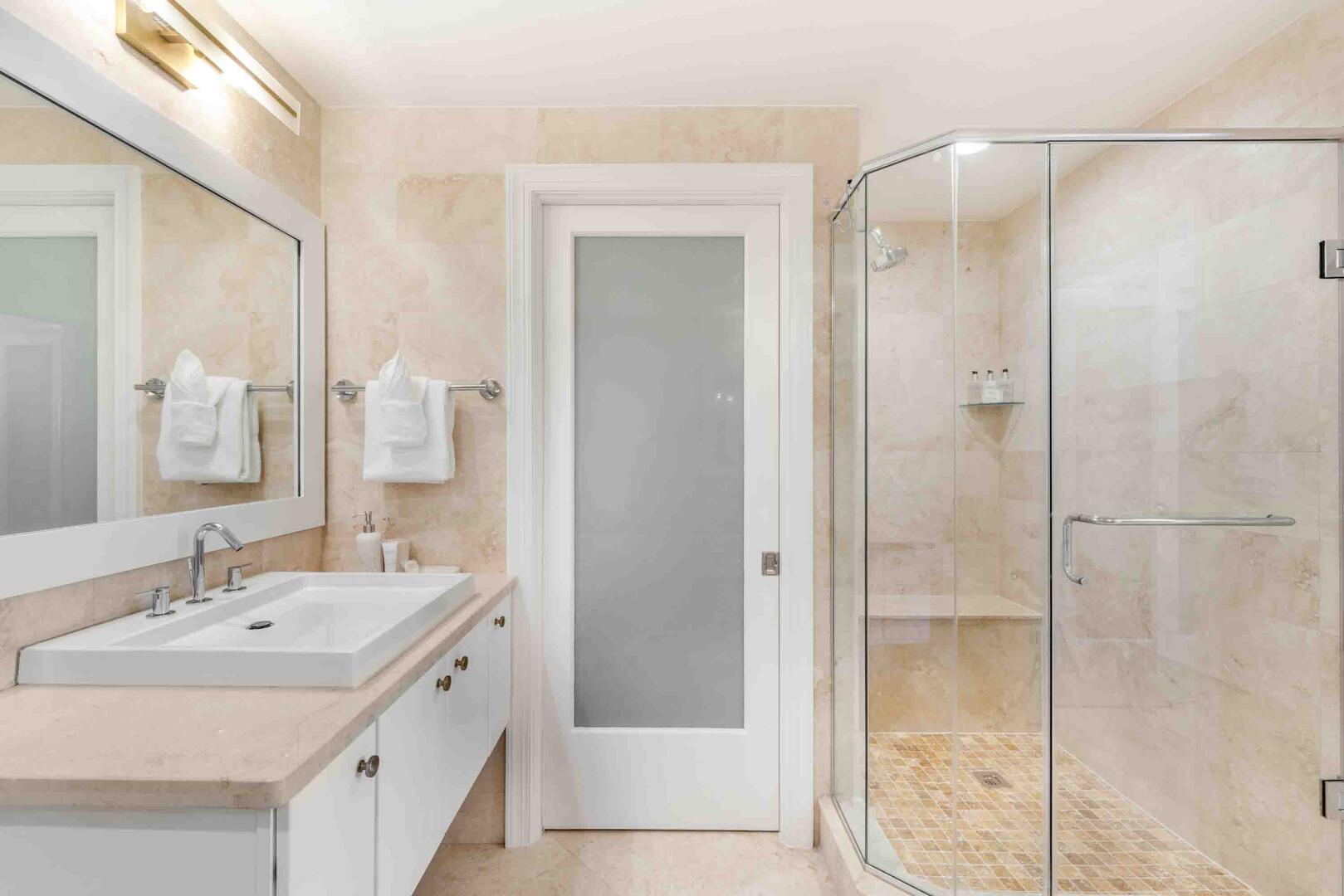 Primary Ensuite shower and water closet.