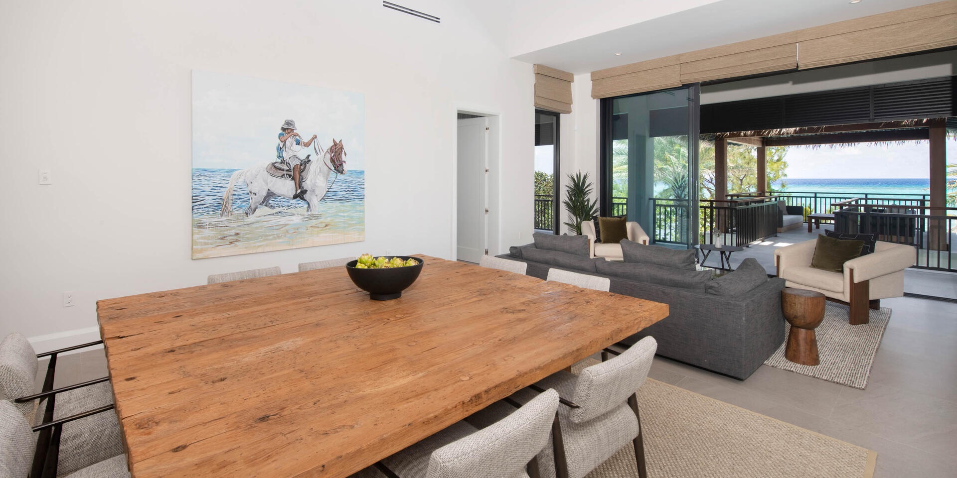 Formal dining area with seating for 8.