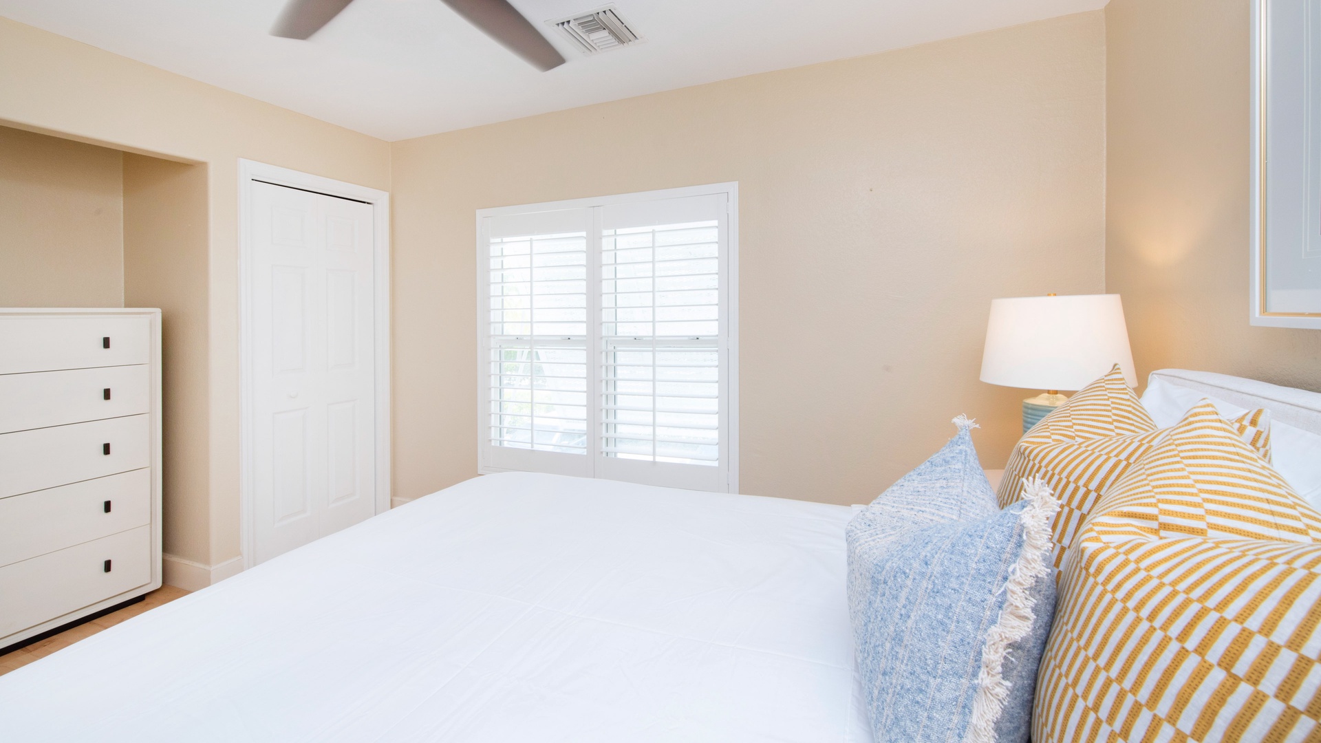 Bedroom with clothing storage.
