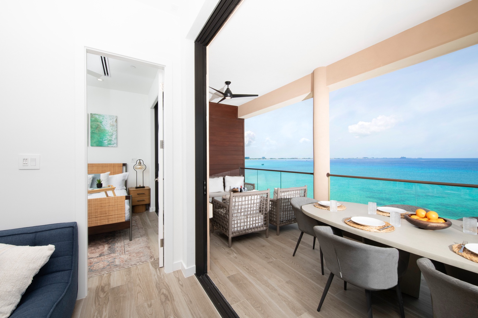 Balcony entrance into living room area