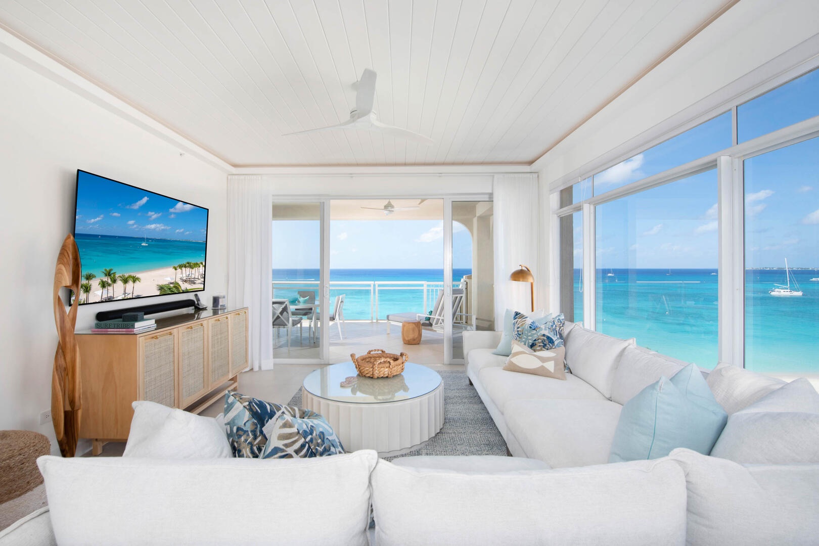 Living area beachfront views.