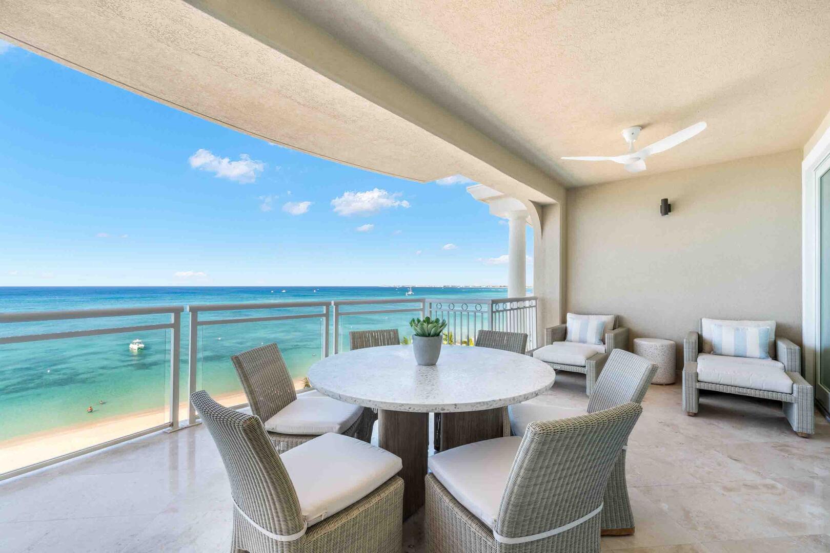 Alfresco dining table and lounge furniture.