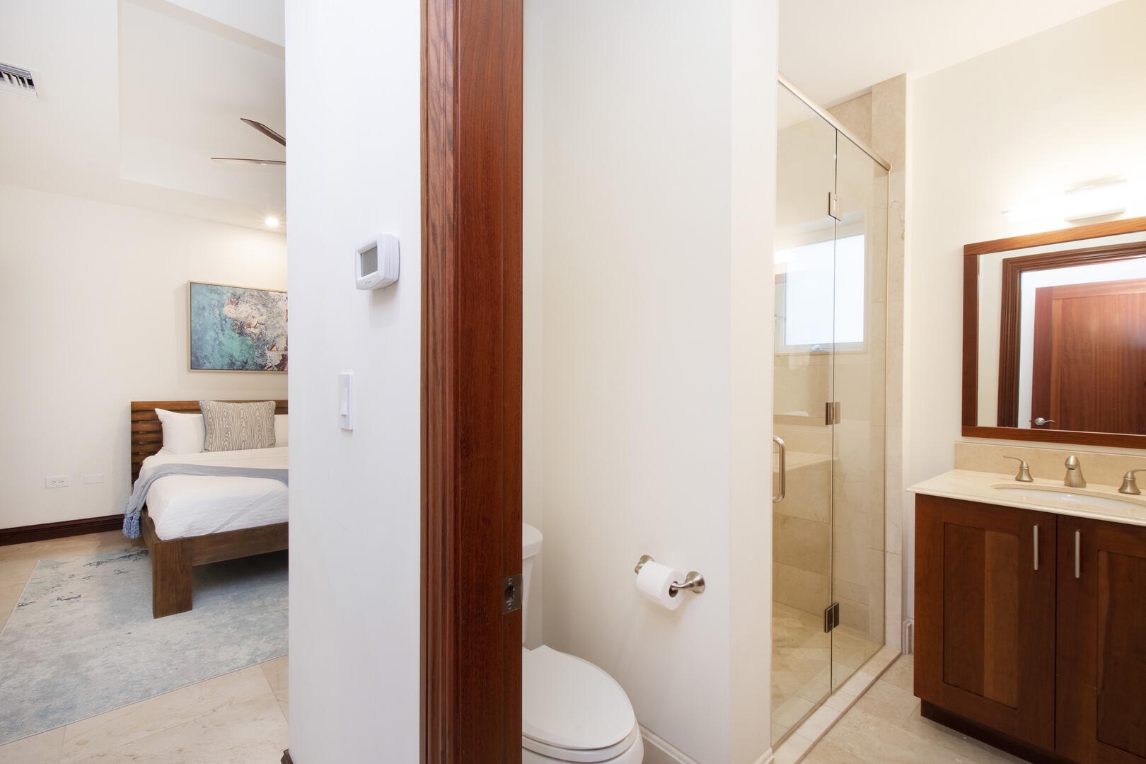 Guest Suite #1 bathroom with shower.
