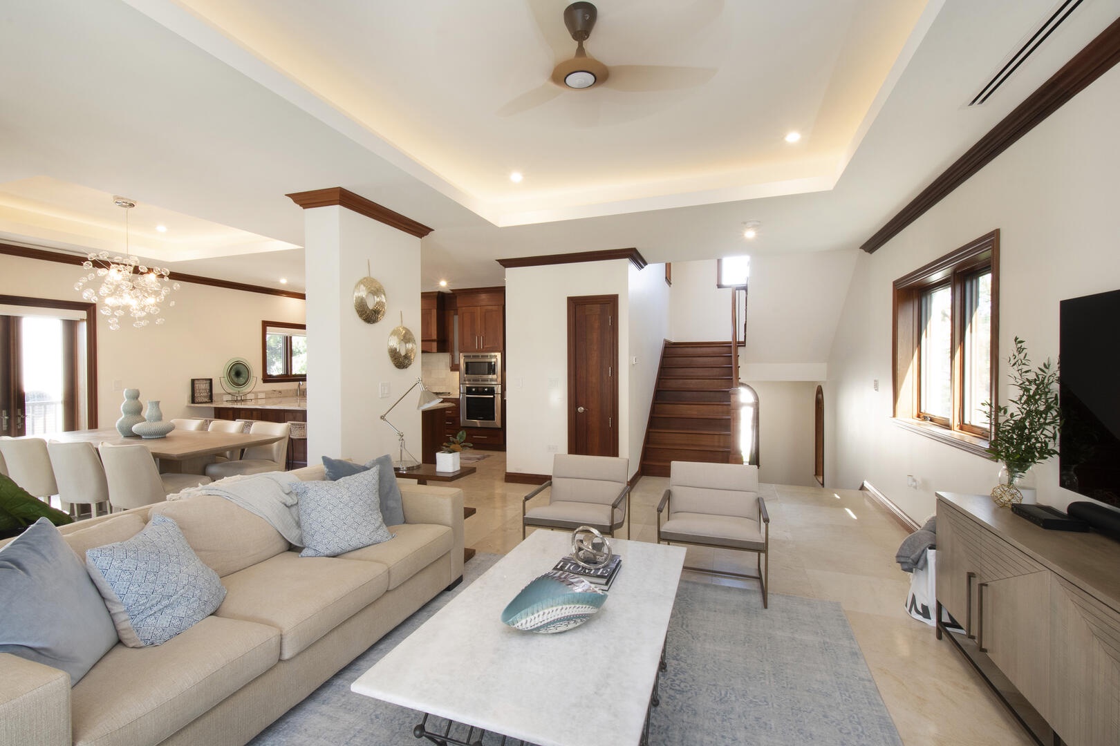 View of stairs leading to the upper and lower level bedrooms.