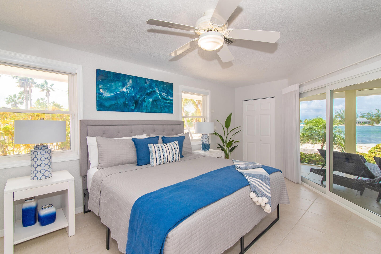 Primary suite with walk out access to the screened porch.