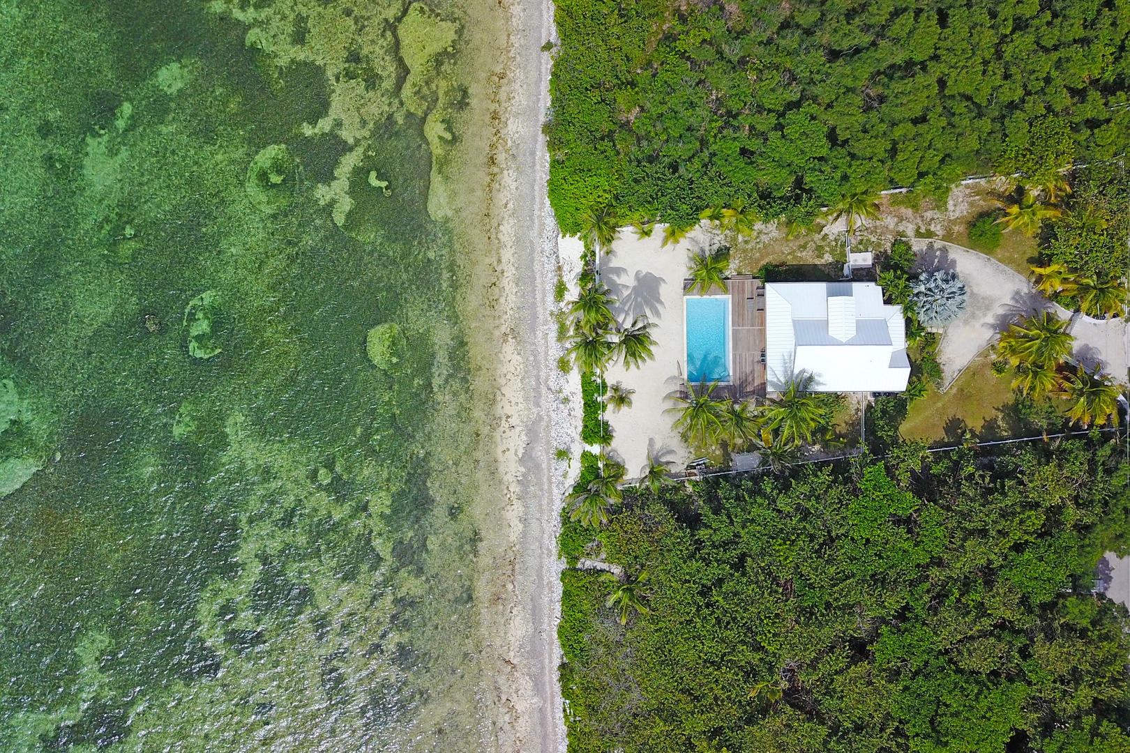 Aerial view of this secluded property.