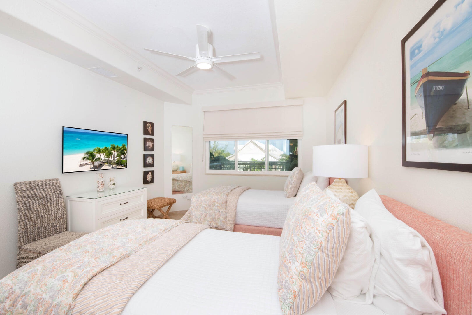 Guest suite with two twin beds.