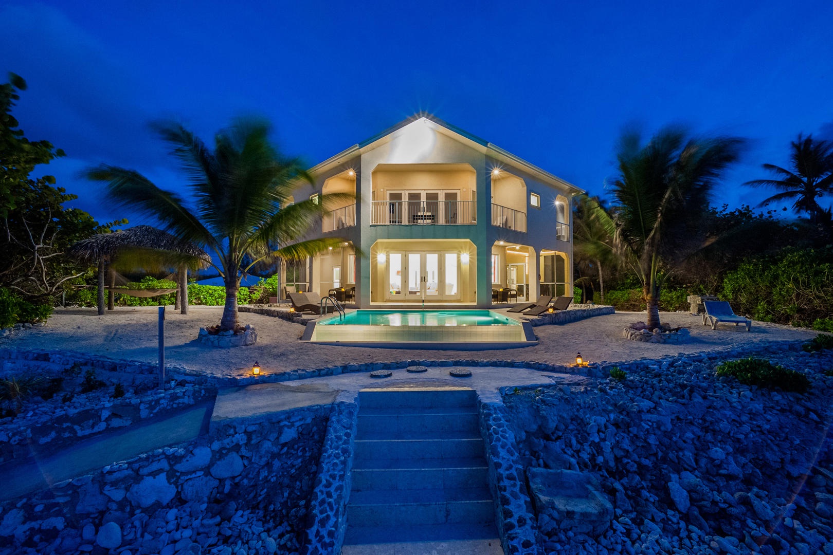 Rear view of the villa from the ocean.