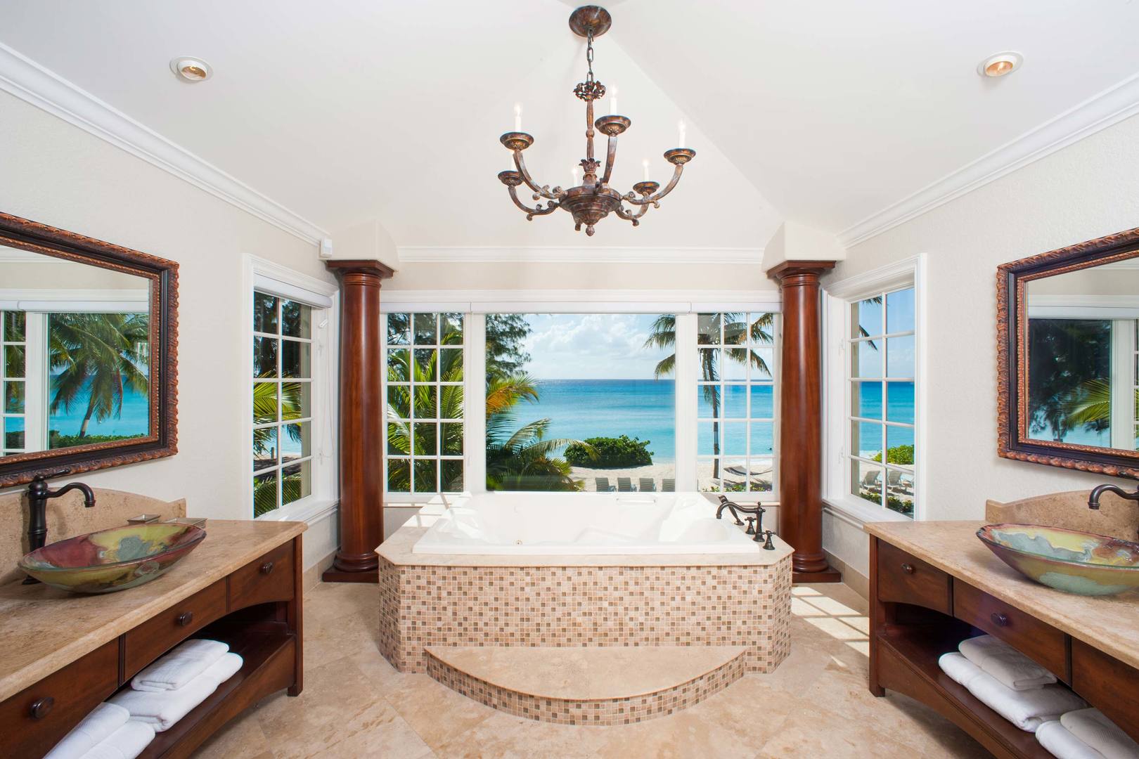 Master Suite Soaking Tub with Ocean Views.