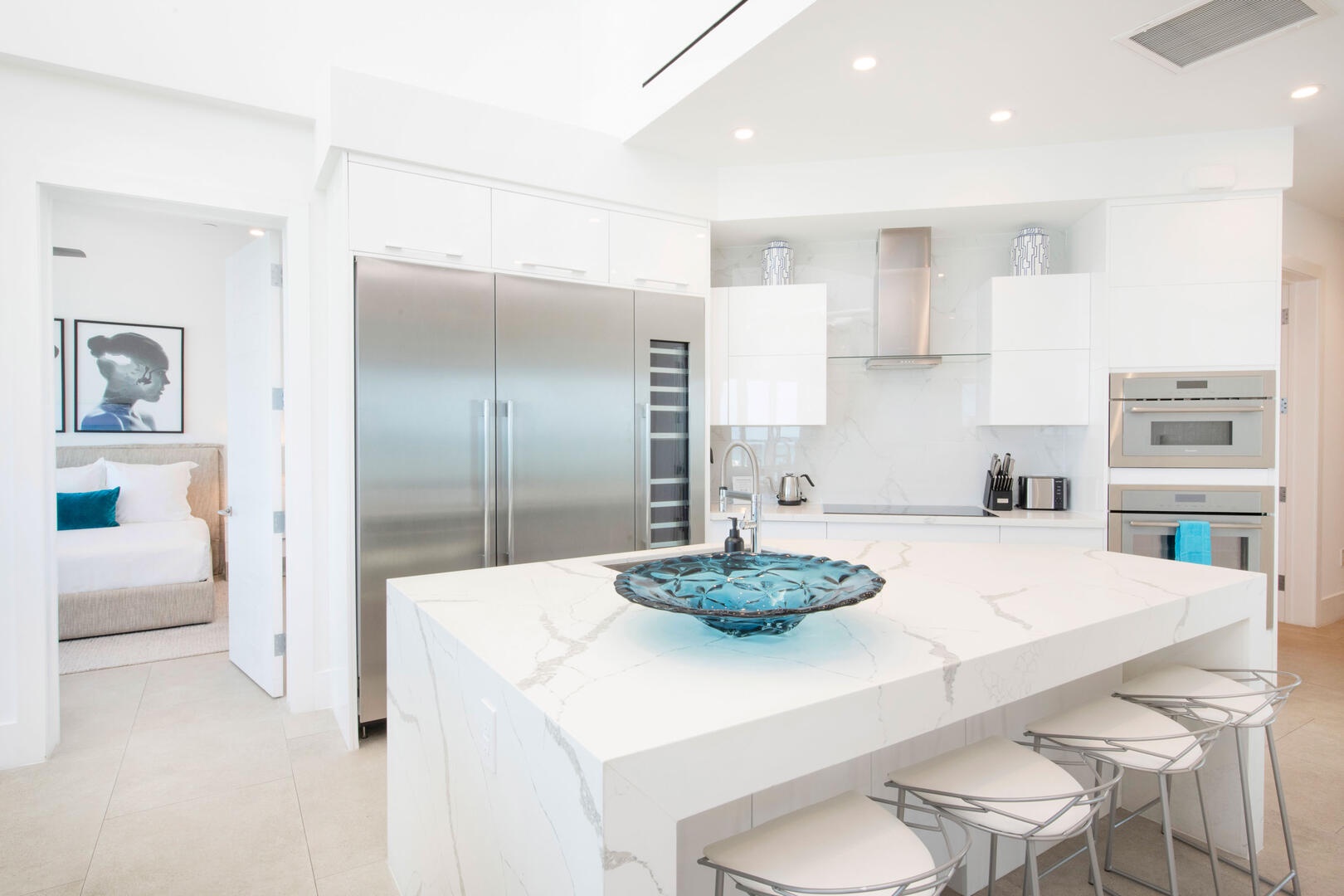 Kitchen island with seating for four.