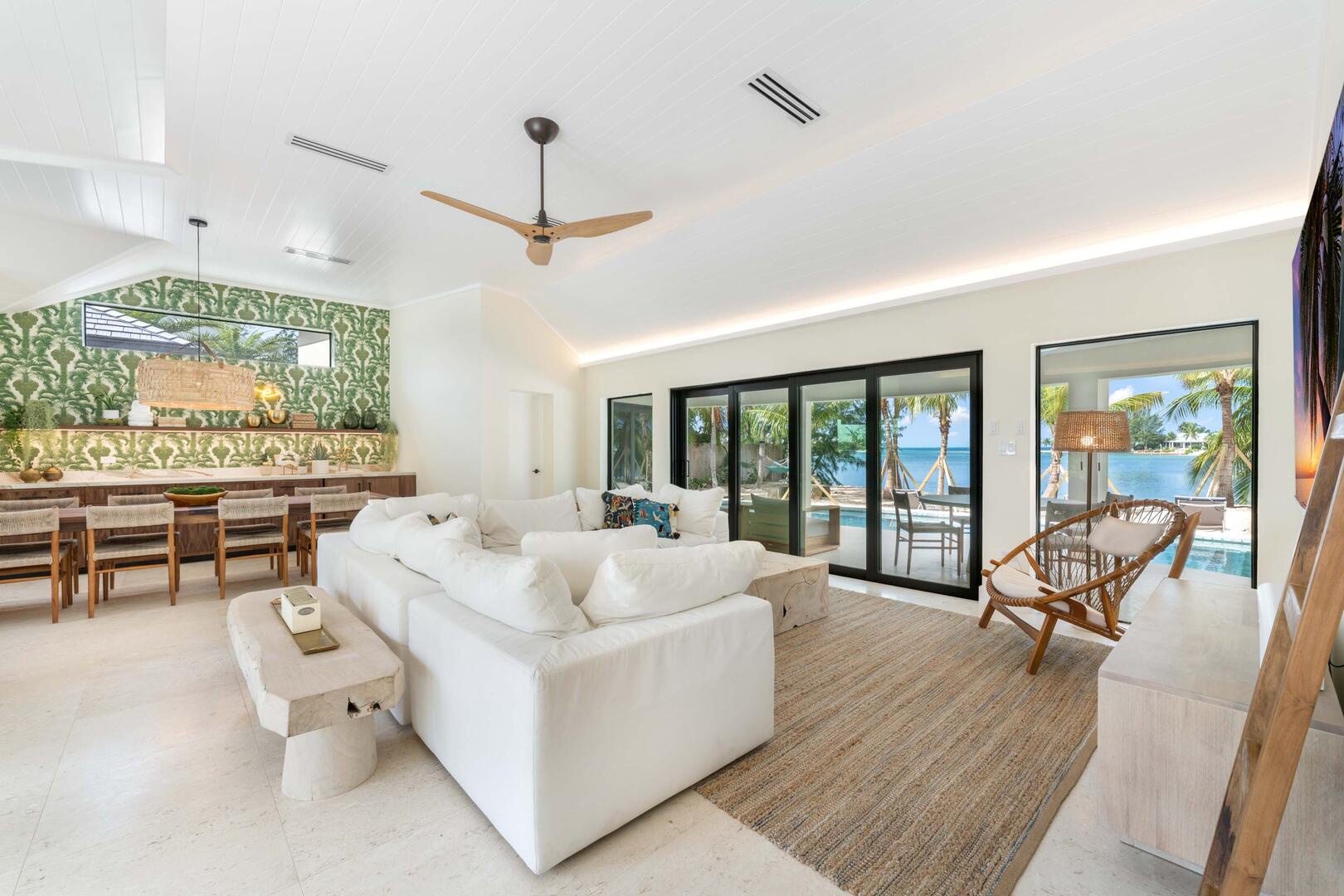 Modern interiors with designer decor and furnishings.