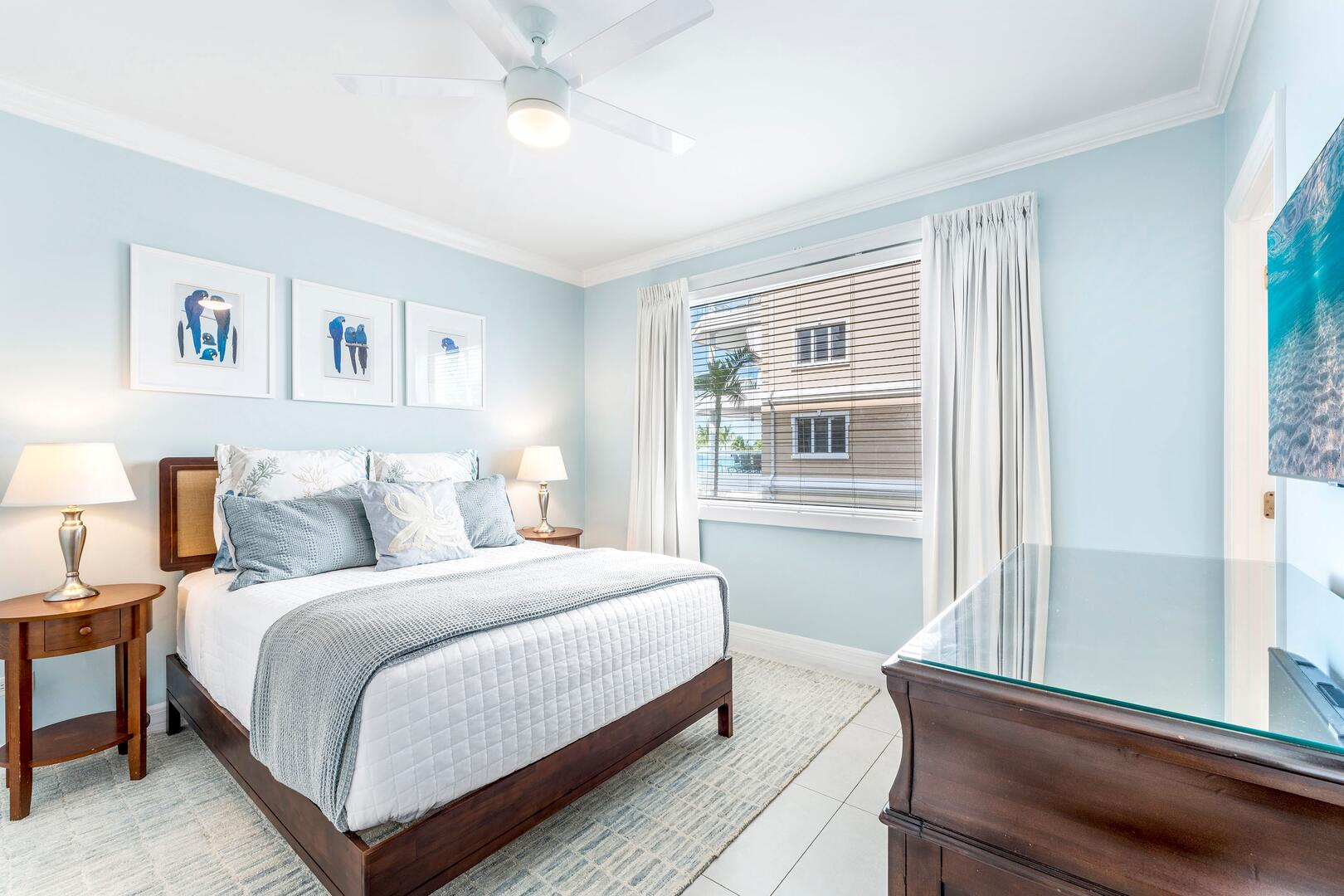 Bedroom 2 furnished with a king bed and HD cable television