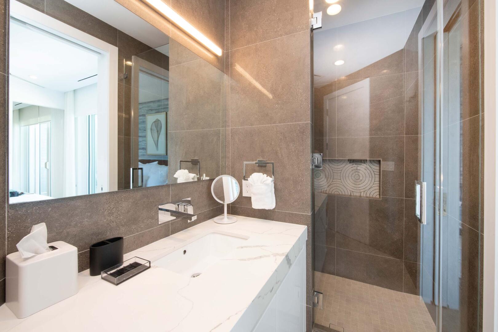 Primary Suite ensuite bathroom with shower.