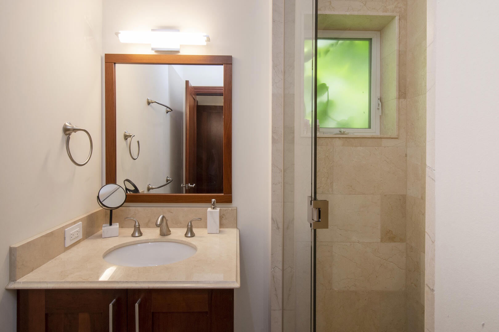 Twin Suite bathroom with shower.