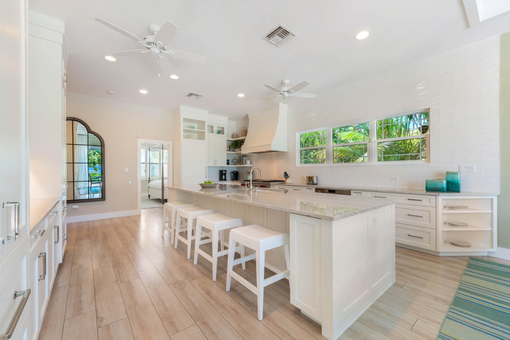 Kitchen with island seating.