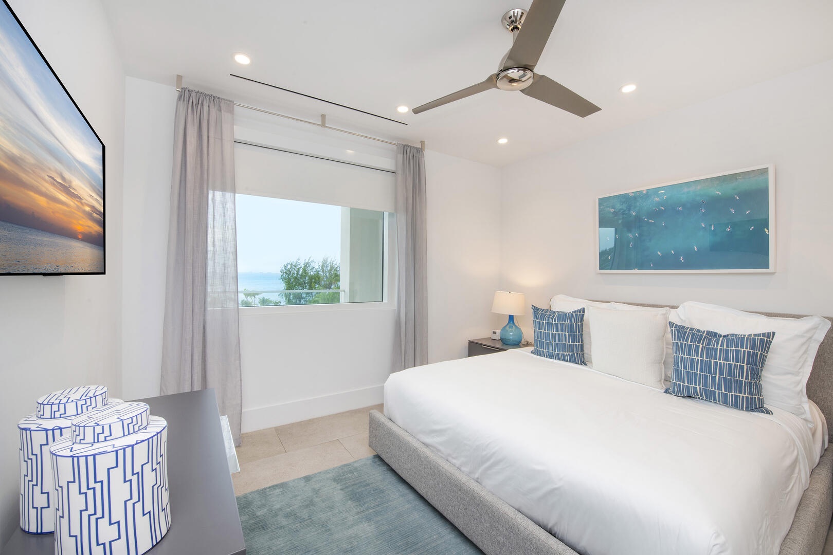 Guest suite #1 with king bed and SmartTV.