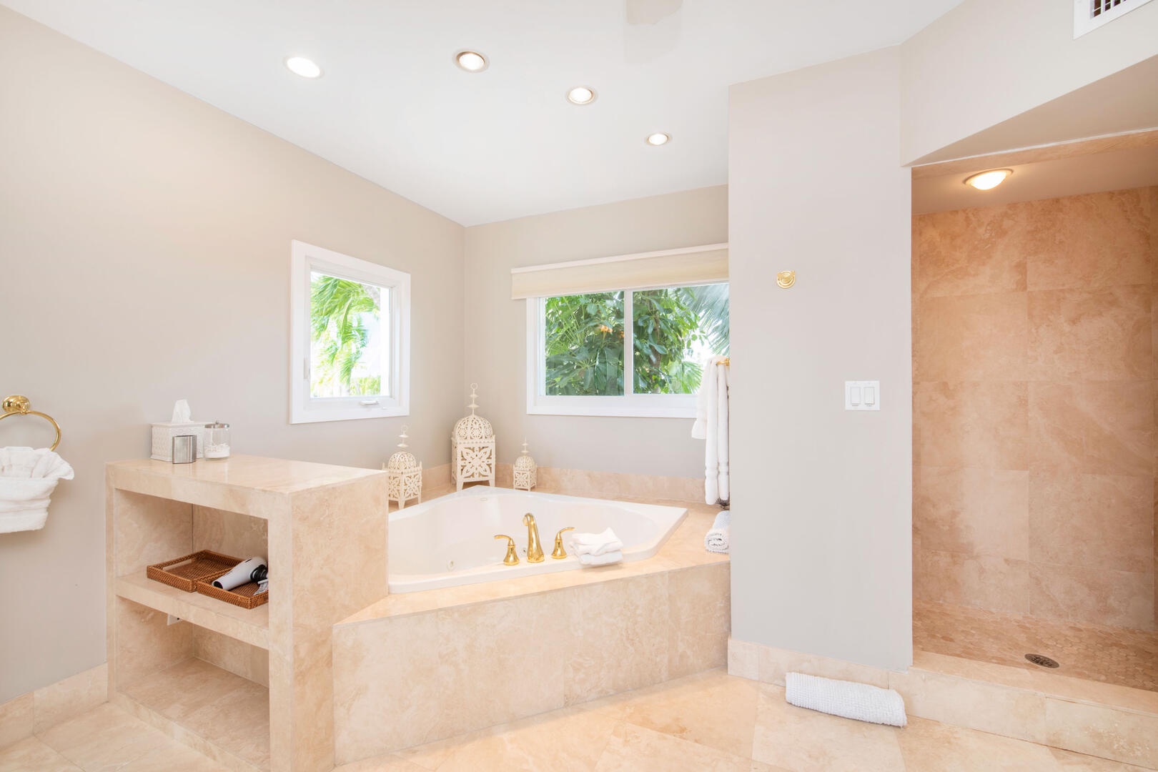 Primary Ensuite soaking tub and shower.