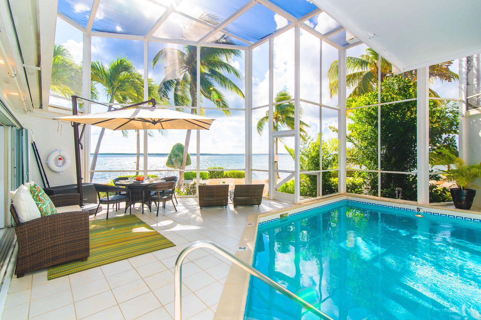 Enjoy beautiful views from the covered atrium.