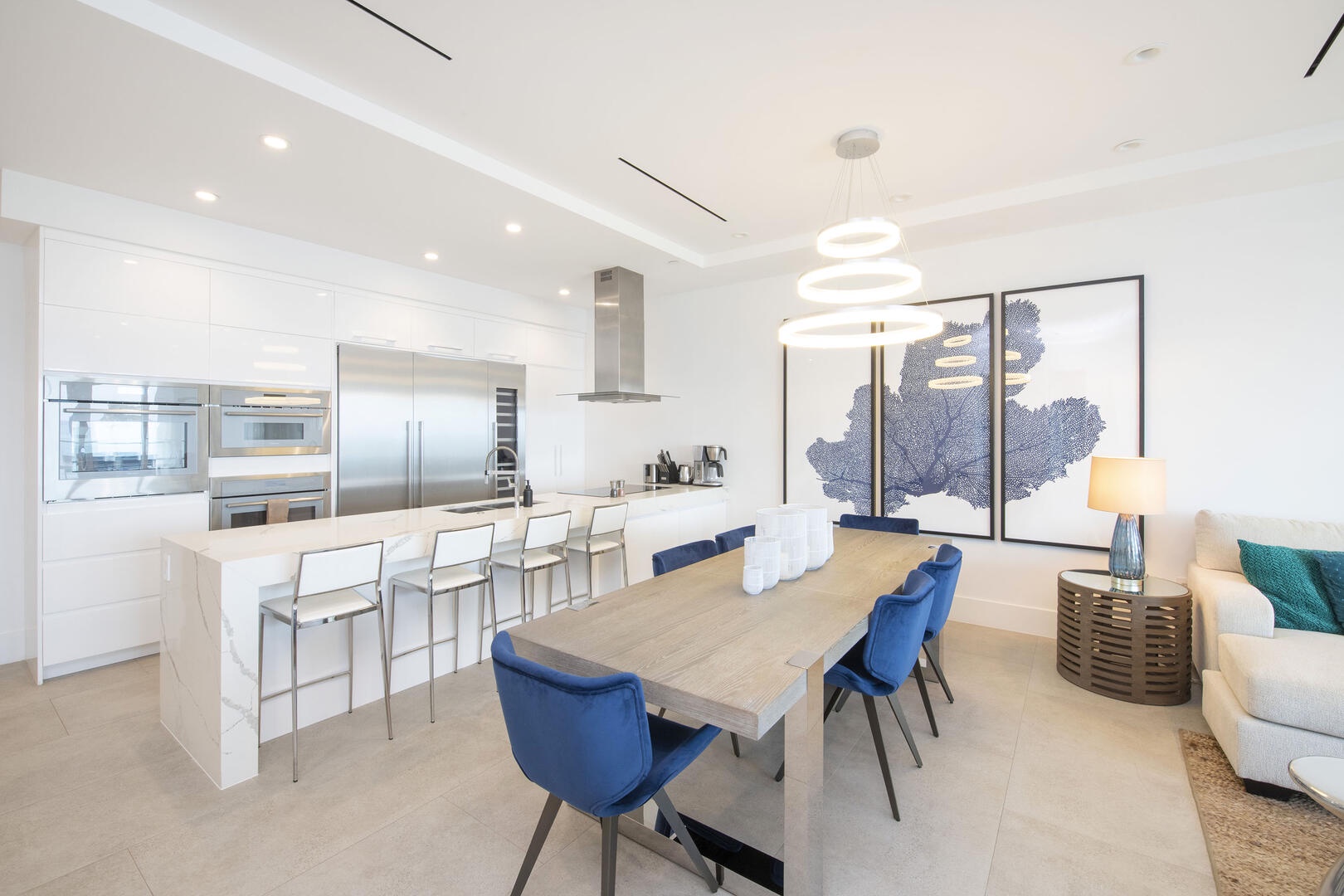 Formal dining table with seating for 6.