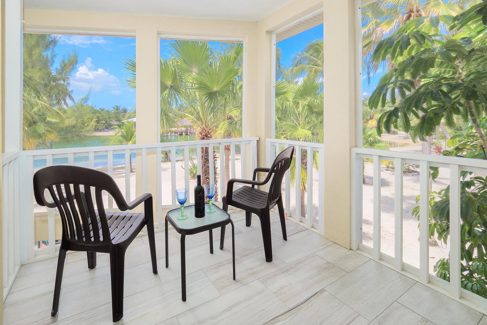 Grab a drink and watch the sun go down on one of the two balconies off each bedroom.