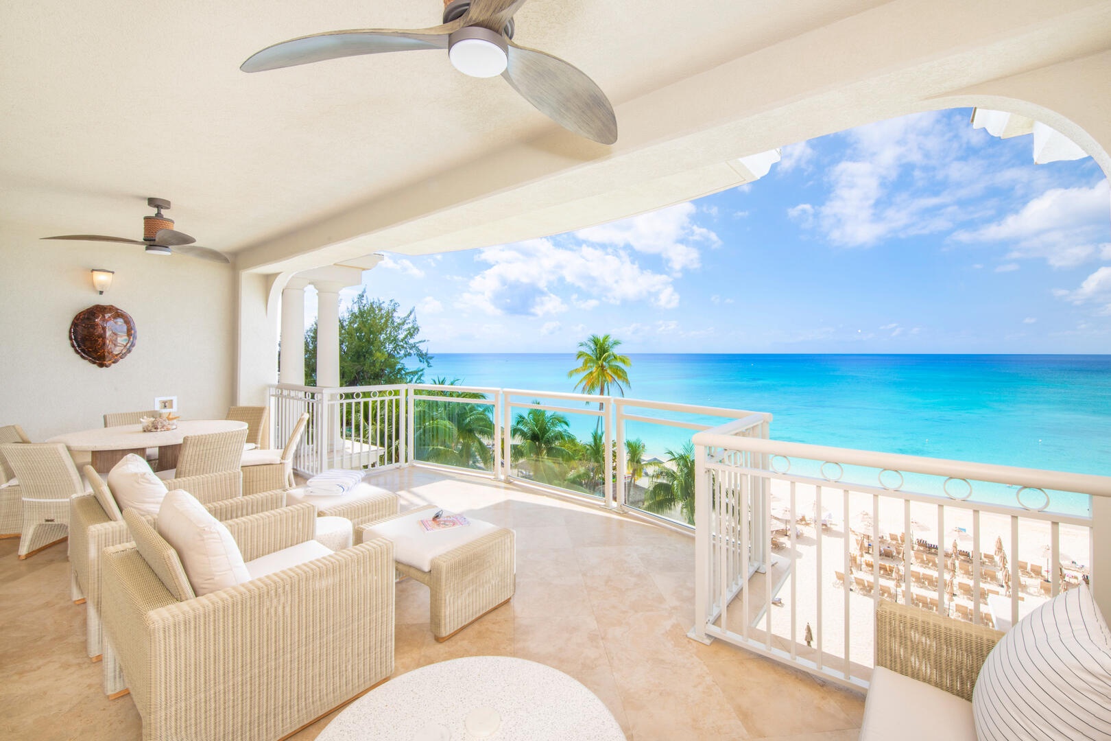 Beachfront balcony.