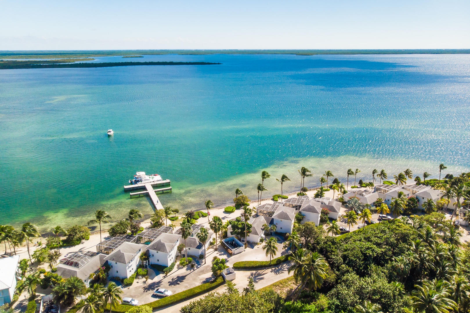 Aerial view looking across the North Sound.