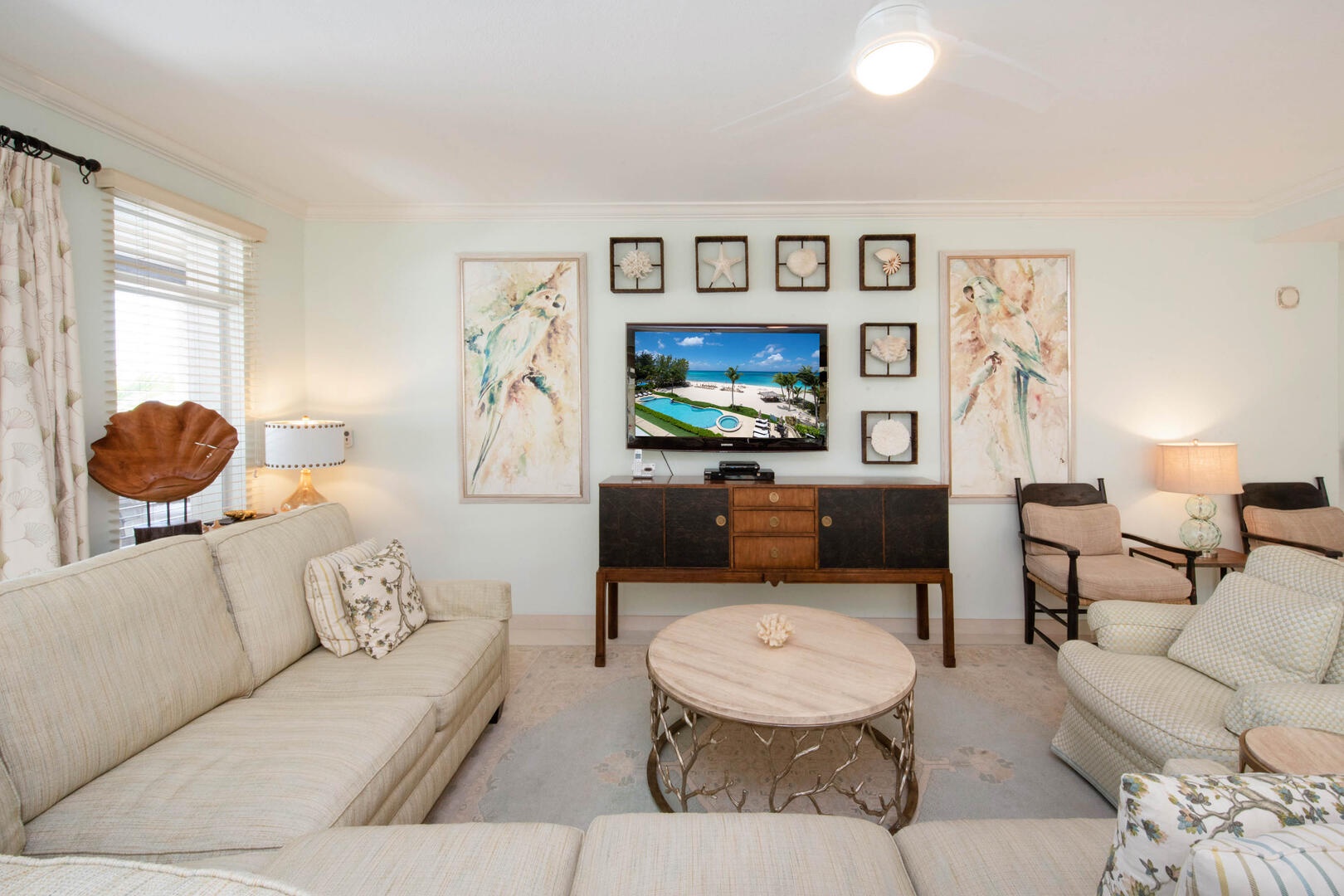 Modern living area with decor.