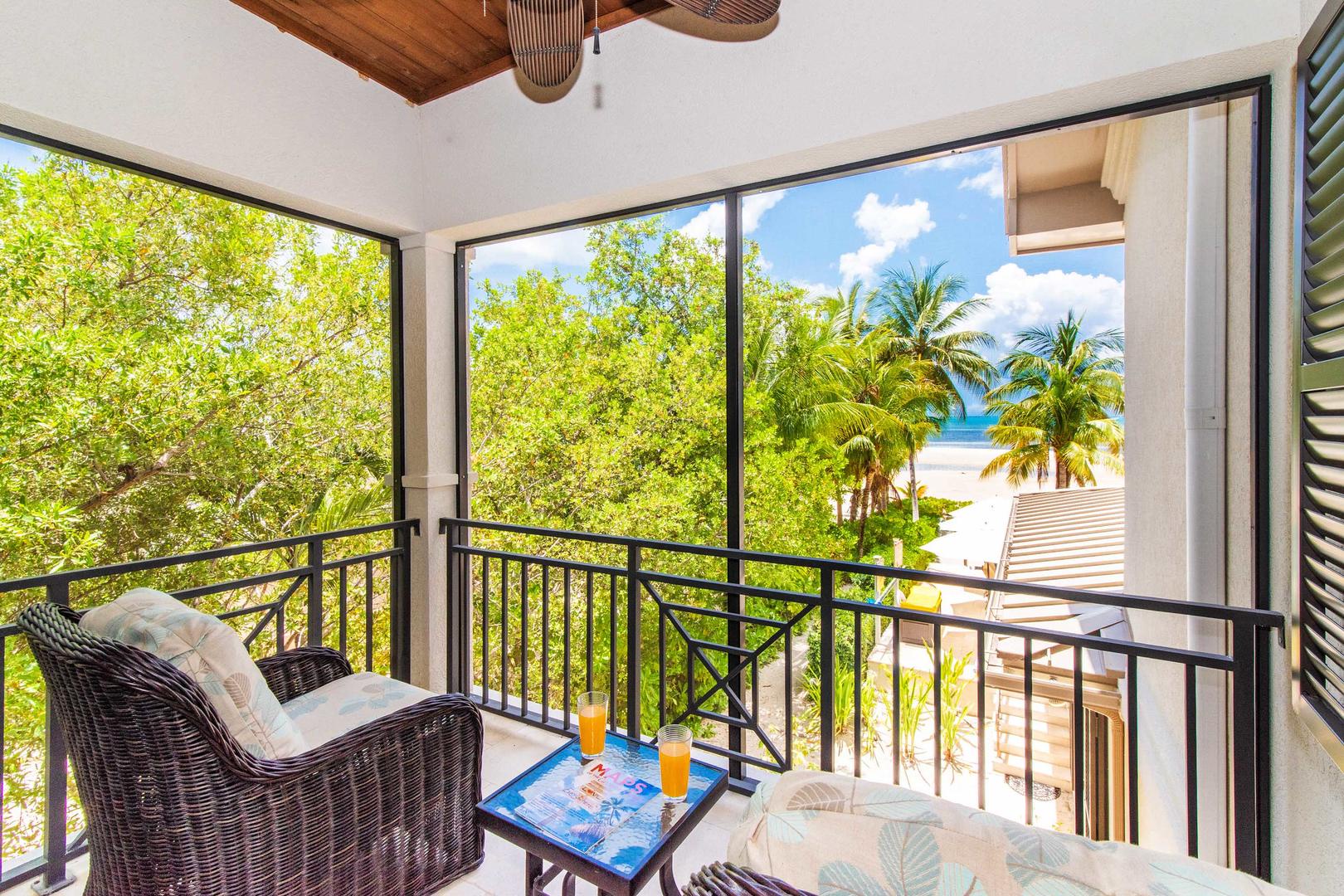 Upper South Suite screened balcony.