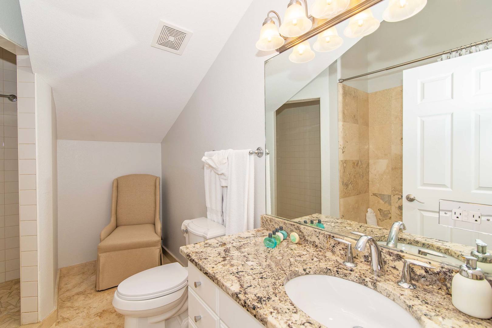 The 3 upper level bedrooms all share this hall bathroom.
