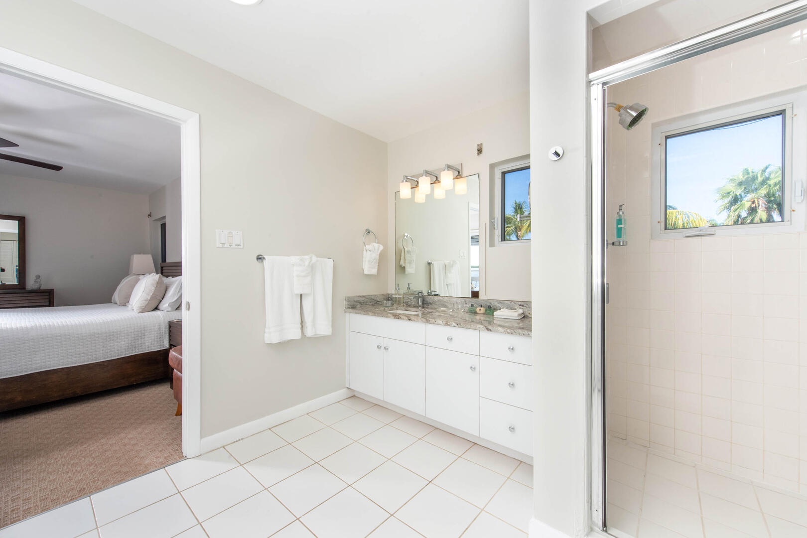 Ensuite bath with shower.