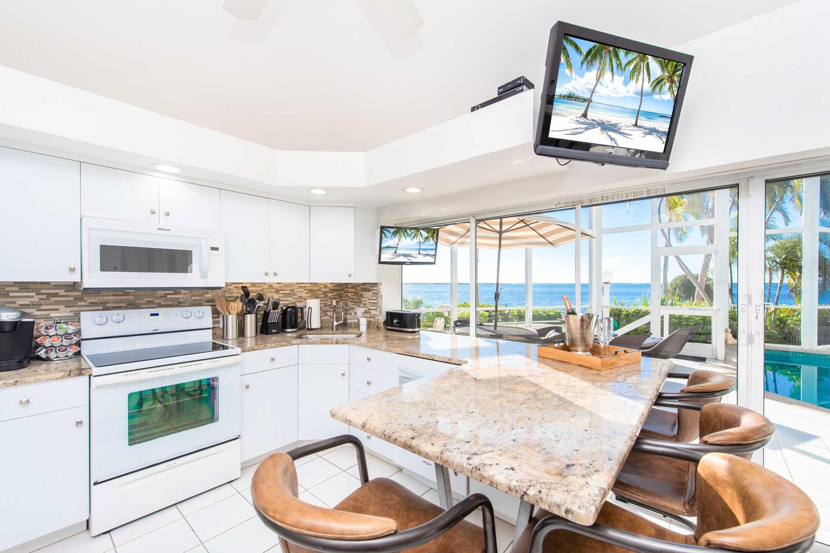 Close up of the kitchen.