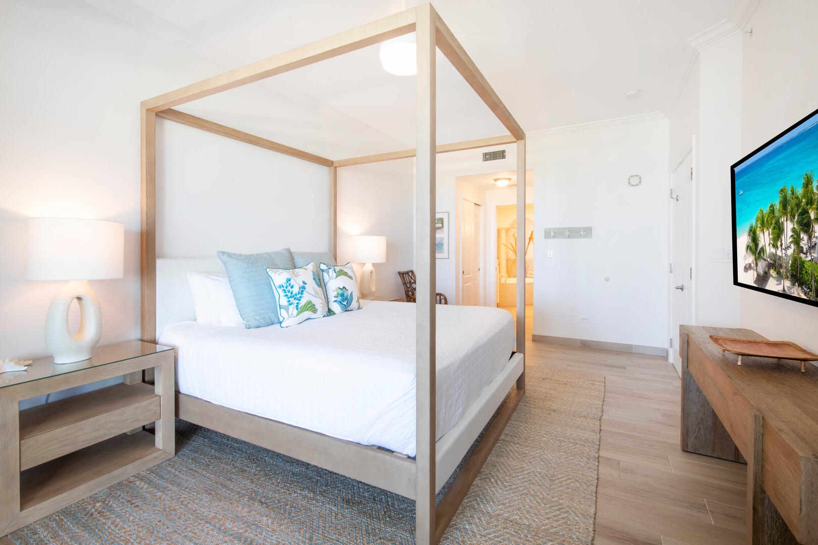 Primary suite with television.