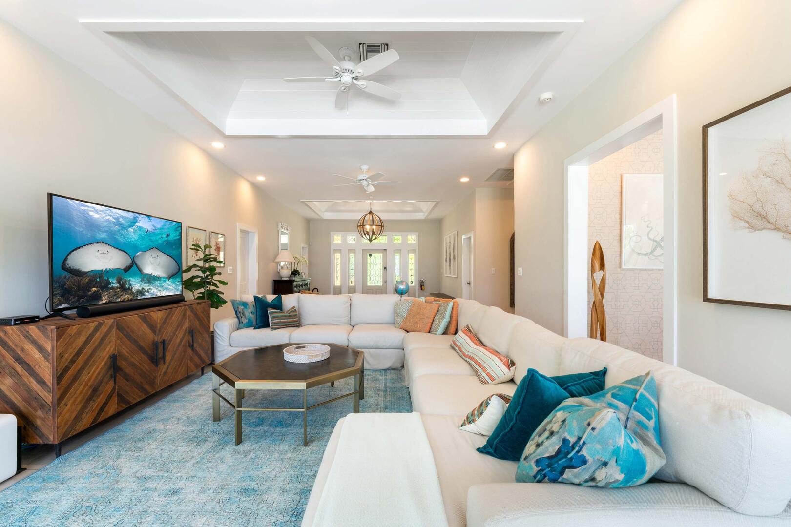 Living area with television.