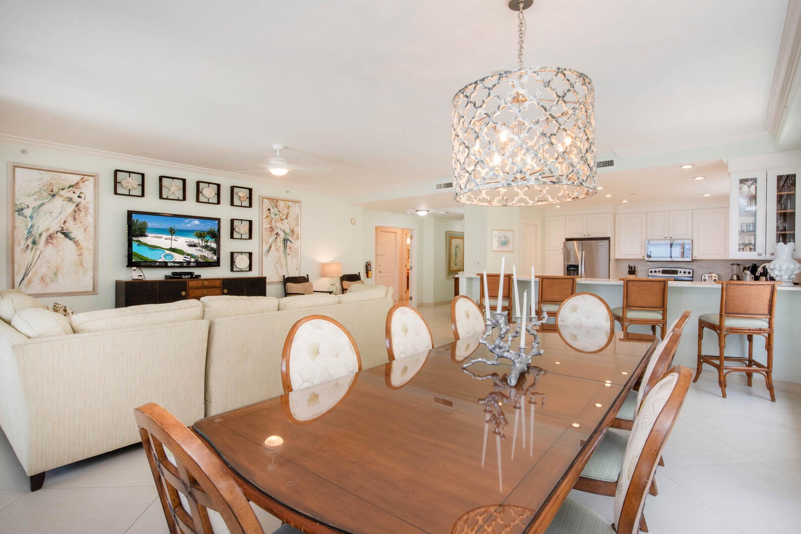 Formal dining table with seating for 8.