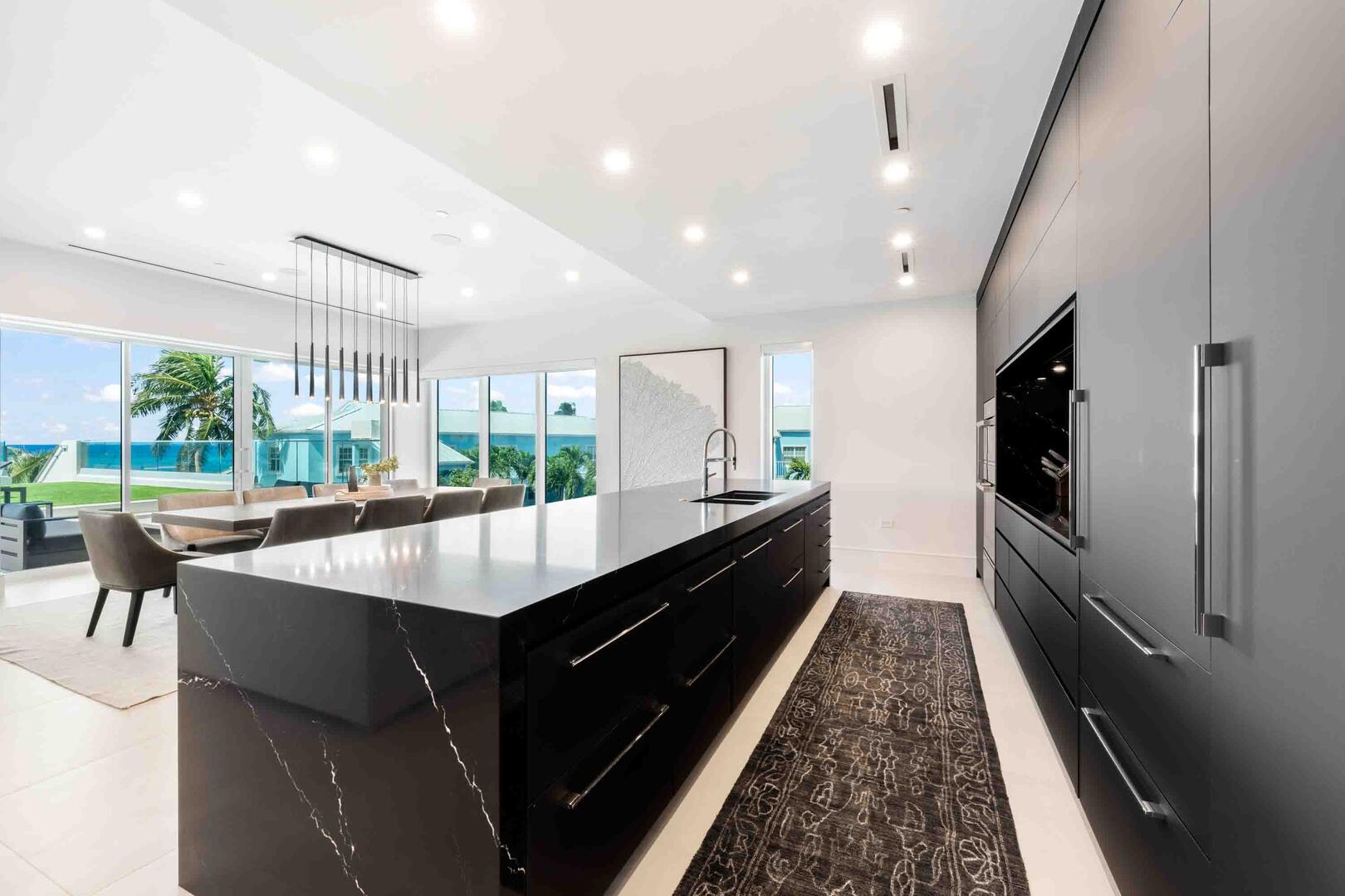 Gourmet kitchen with top of the line appliances and custom cabinetry.