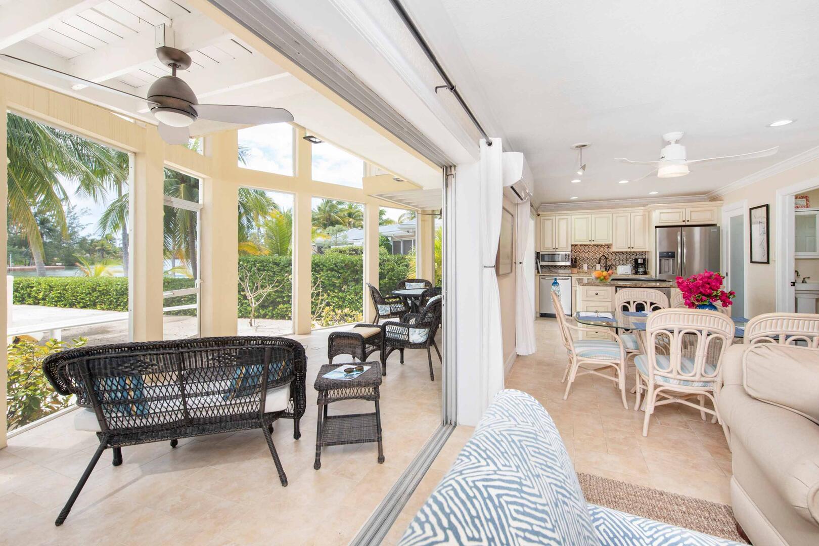 Indoor outdoor living across the lower level.