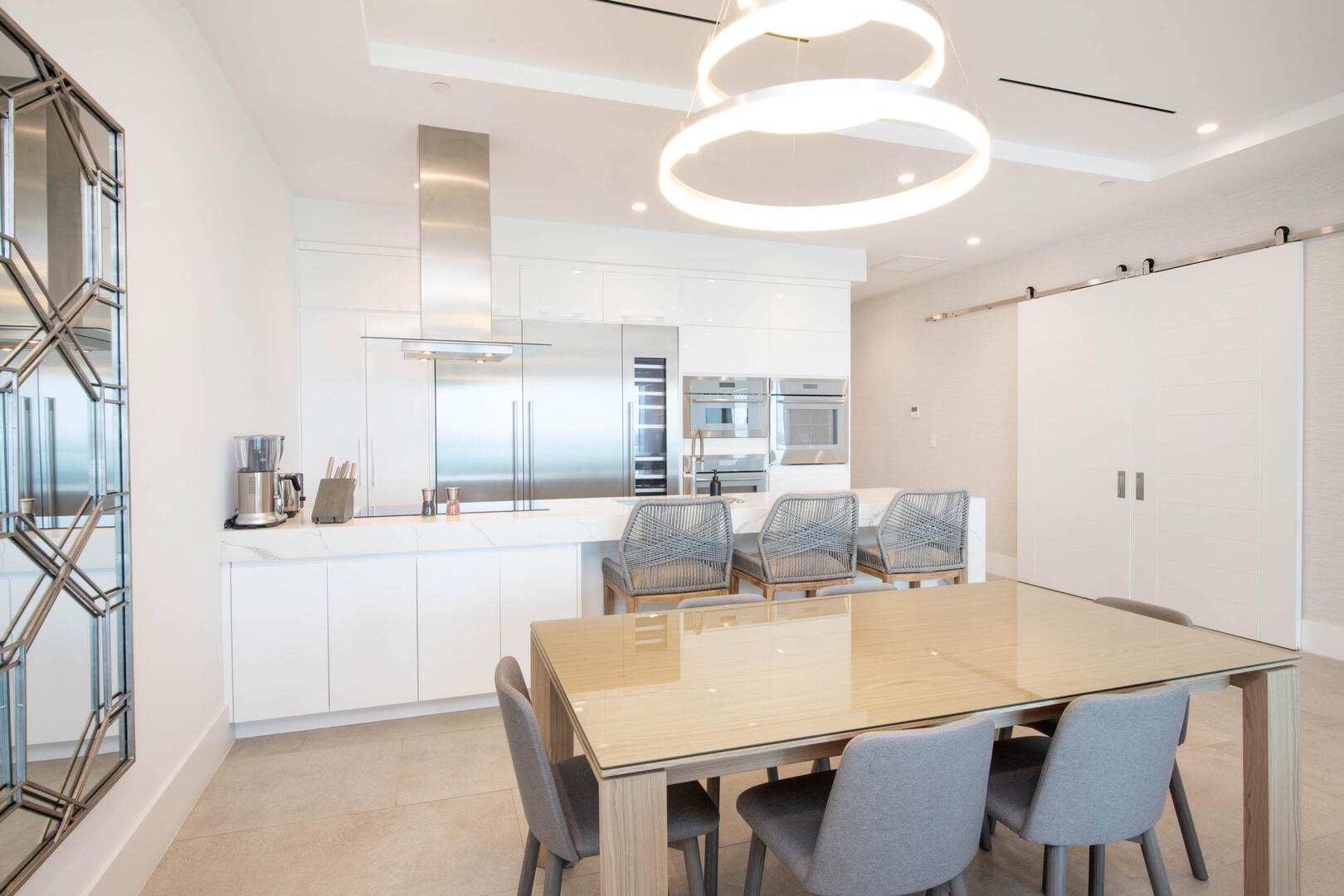 Formal dining table with seating for 6.