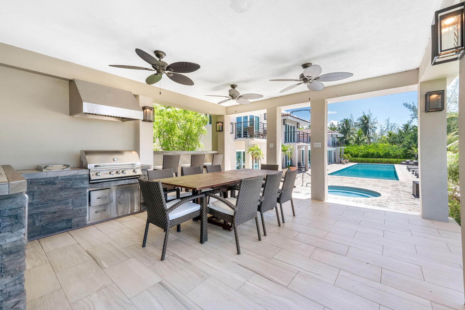 Outdoor kitchen and dining cabana.