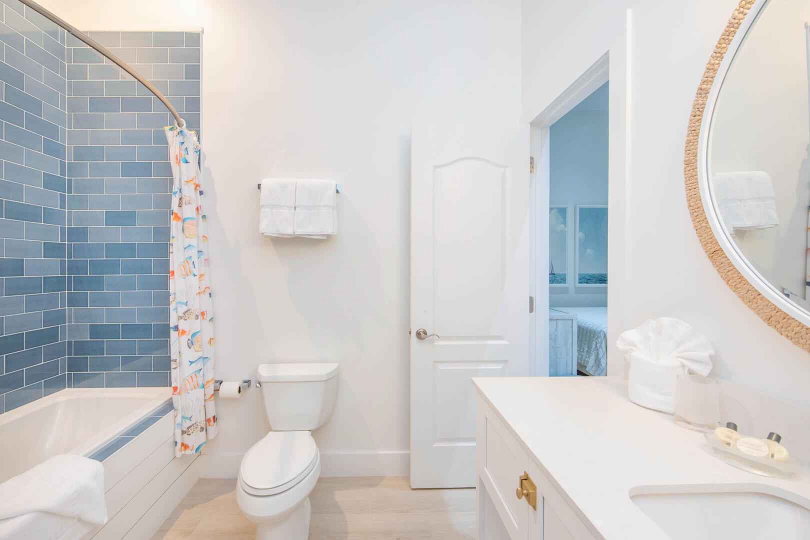 Bedroom 2 ensuite with shower bath. All bath and beach towels are provided.