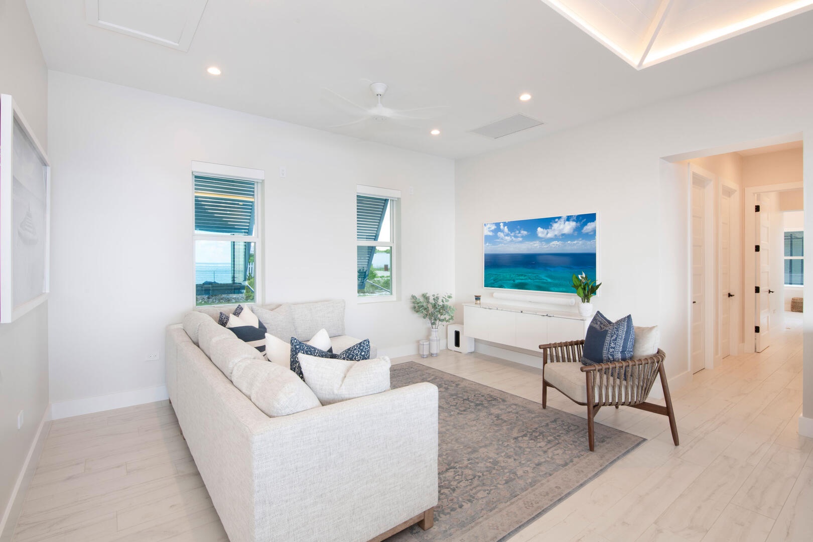 Living area with television.