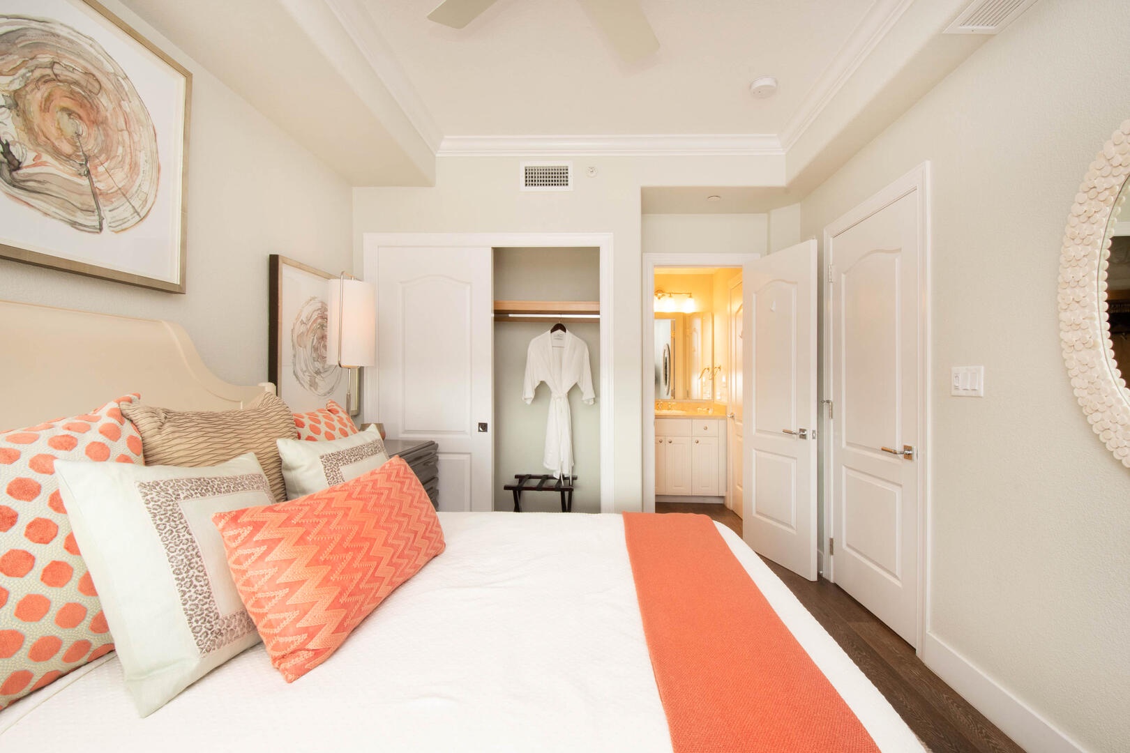 Guest Suite #1 with large closet and ensuite bathroom.