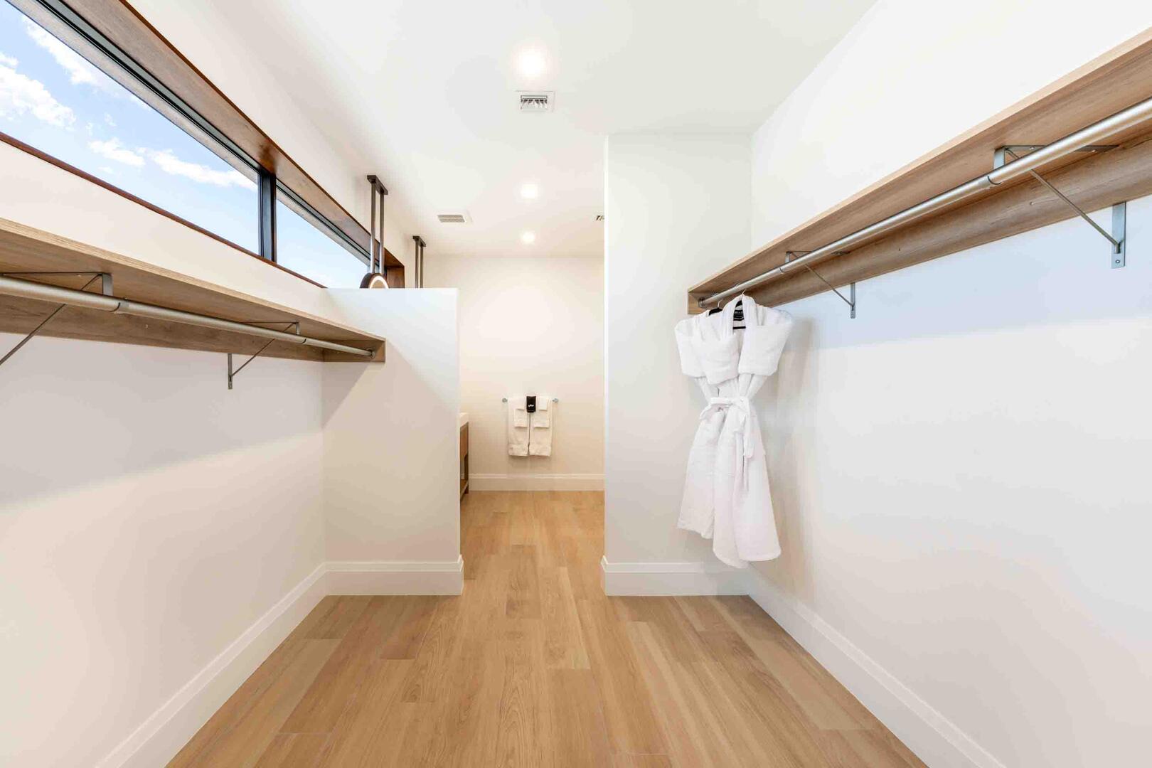 Large walk-thru closet leading to the Primary Ensuite. A guest safe is provided in the Primary Suite.