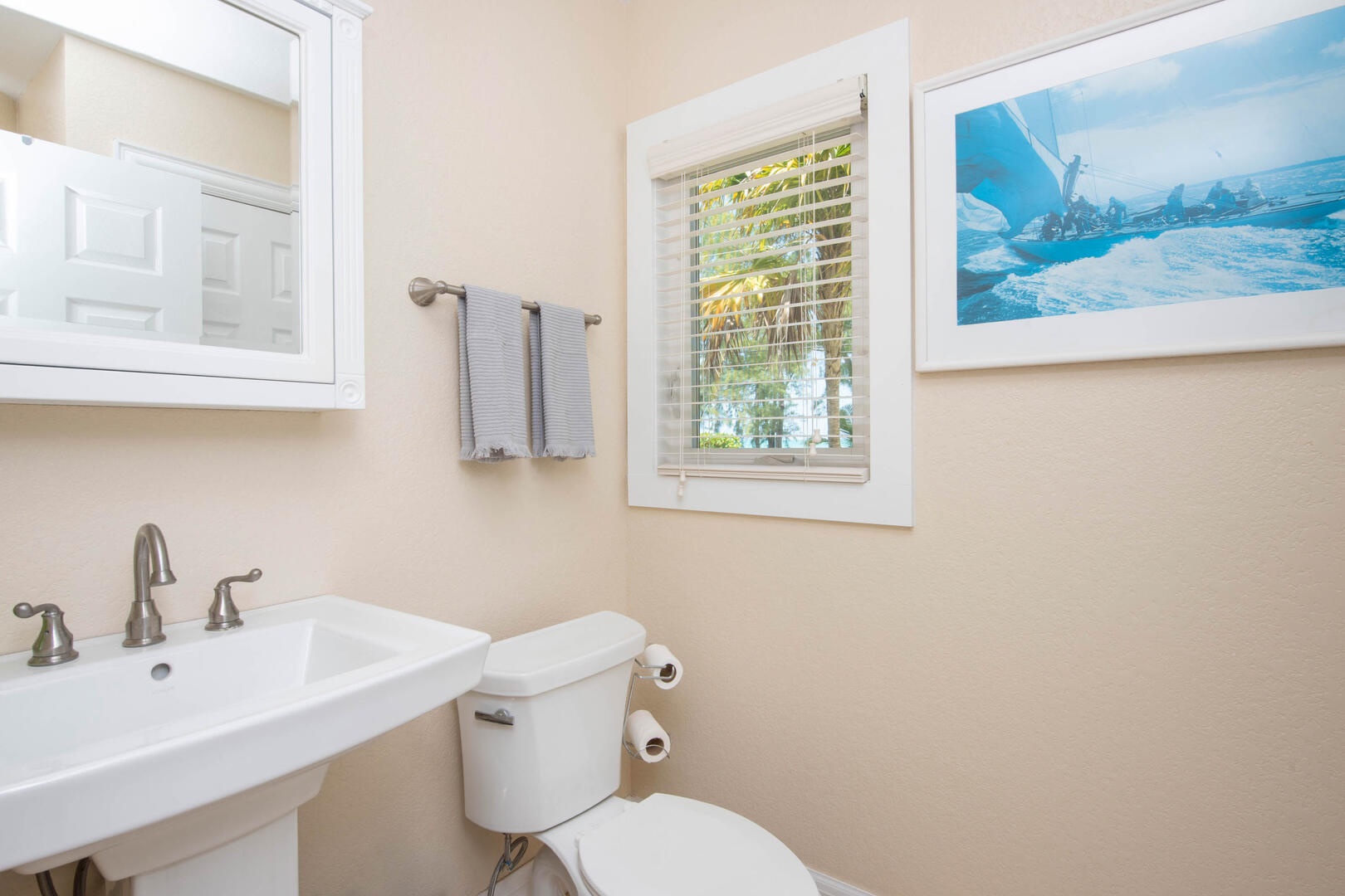 Lower level powder room.