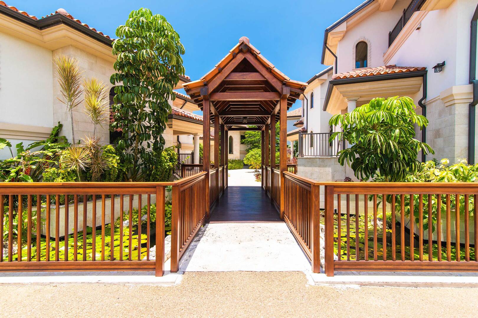 Manicured grounds and footpaths.