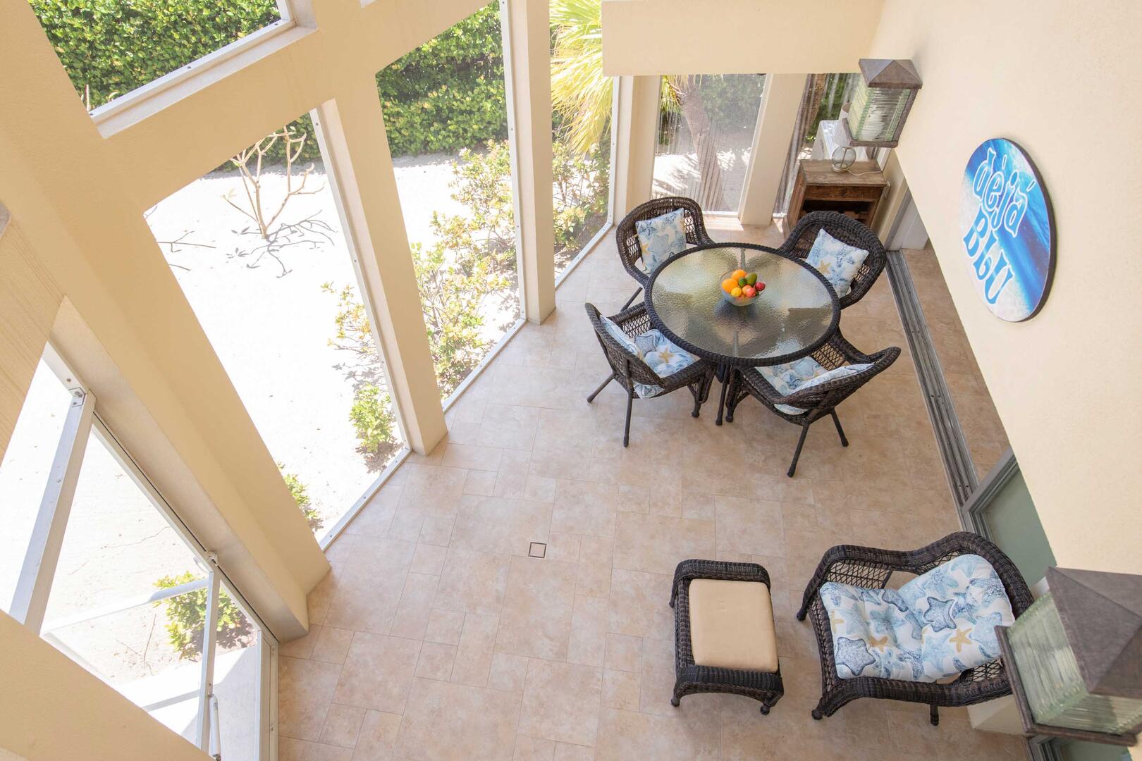 View below from the balcony.