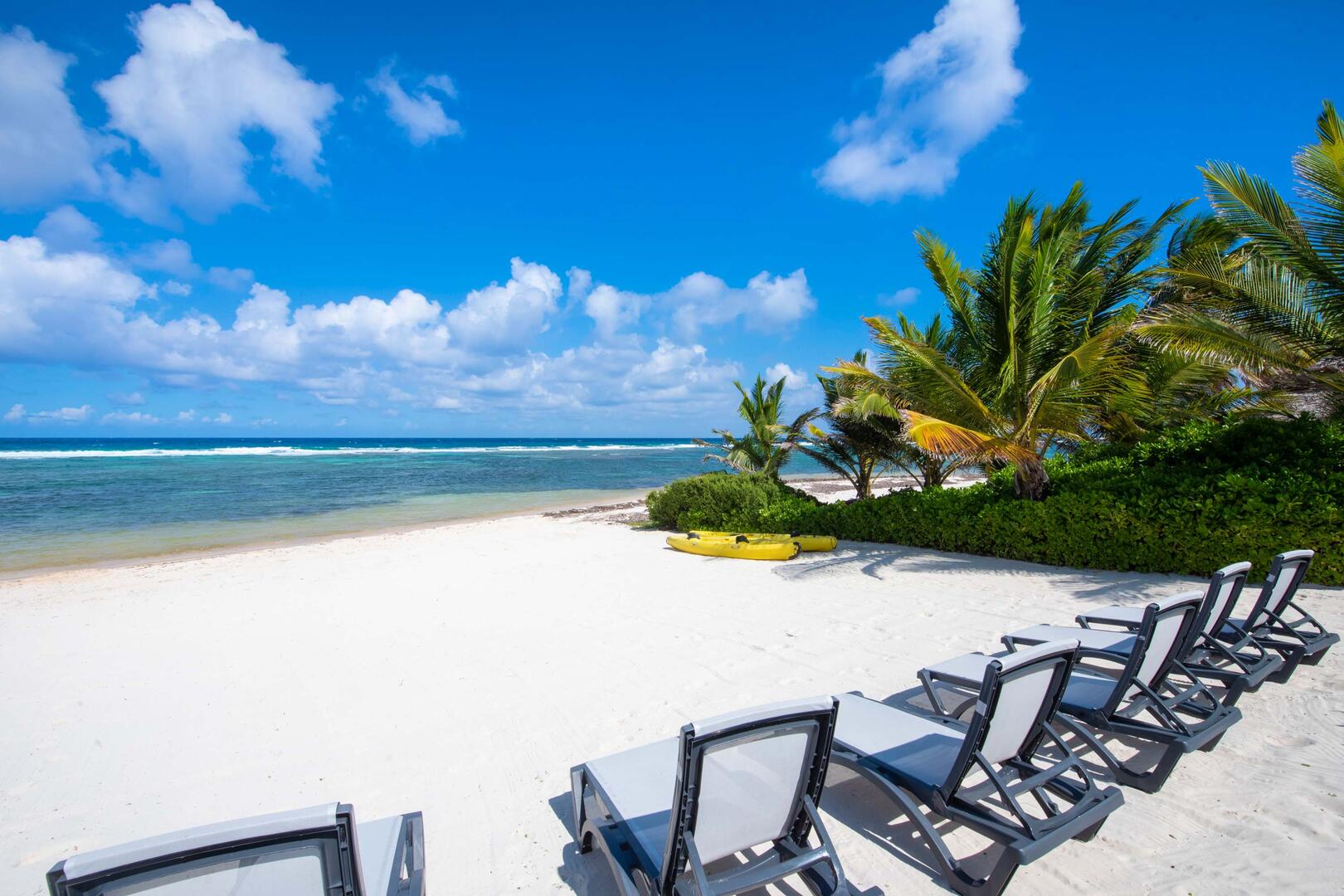 Grab a seat by the water and listen to the waves crash on the shore.